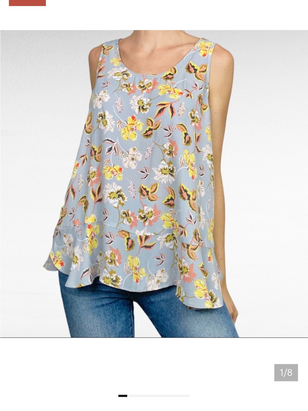 Loft Floral Flowy Peplum Hem Sleeveless Tank Top size M
